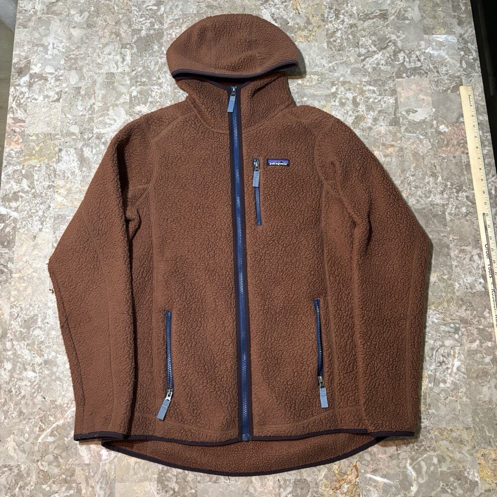 Patagonia Retro Pile Hoodie Womens XL Brown Full Zip Tech Face Hoody 22805 - Picture 5 of 9
